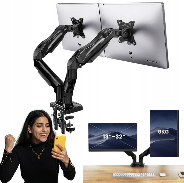 Podwójny stojak na monitor do ekranów 13 do 30" HUANUO VESA 75/100 mm