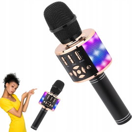 Mikrofon dla dzieci bezprzewodowy koloru czarno złotego 4 w 1 BONAOK