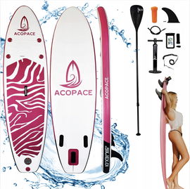 Nadmuchiwana deska SUP z wiosłem i innymi akcesoriami ACOTOP 320 cm różowa