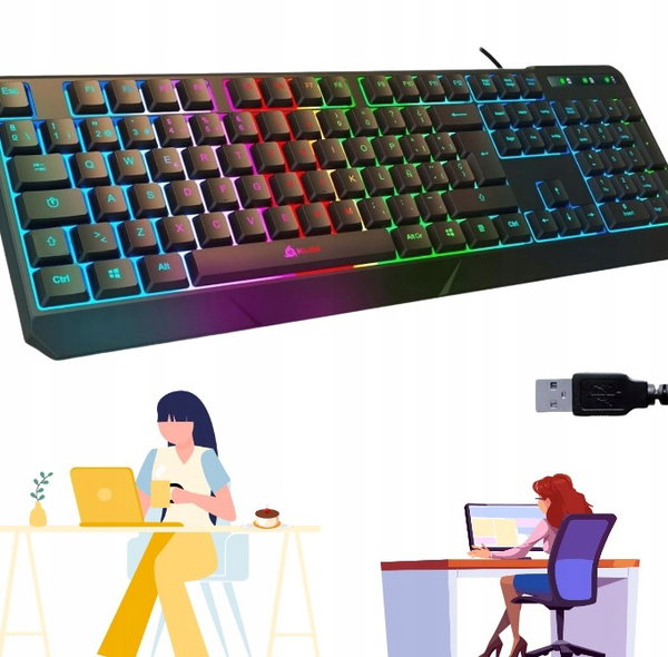 Chroma klawiatura gamingowa podświetlana czarna układ klawiszy QWERTZ KLIM