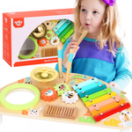 TOOKY TOY Wielofunkcyjny Instrument Centrum Muzyczne Zębatki Bębenek Pałeczki