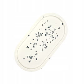 Podstawka z gipsu owal - Dekoracja do domu jasny beż w czarne kropki