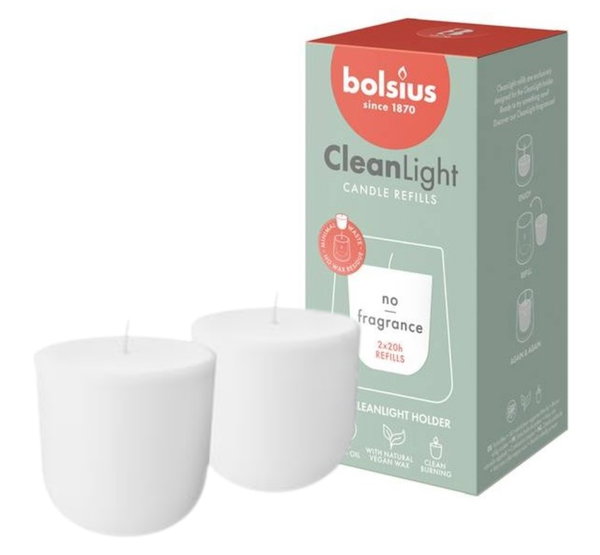 Świece bezzapachowe do świecznika BOLSIUS CleanLight ~20h 2 szt