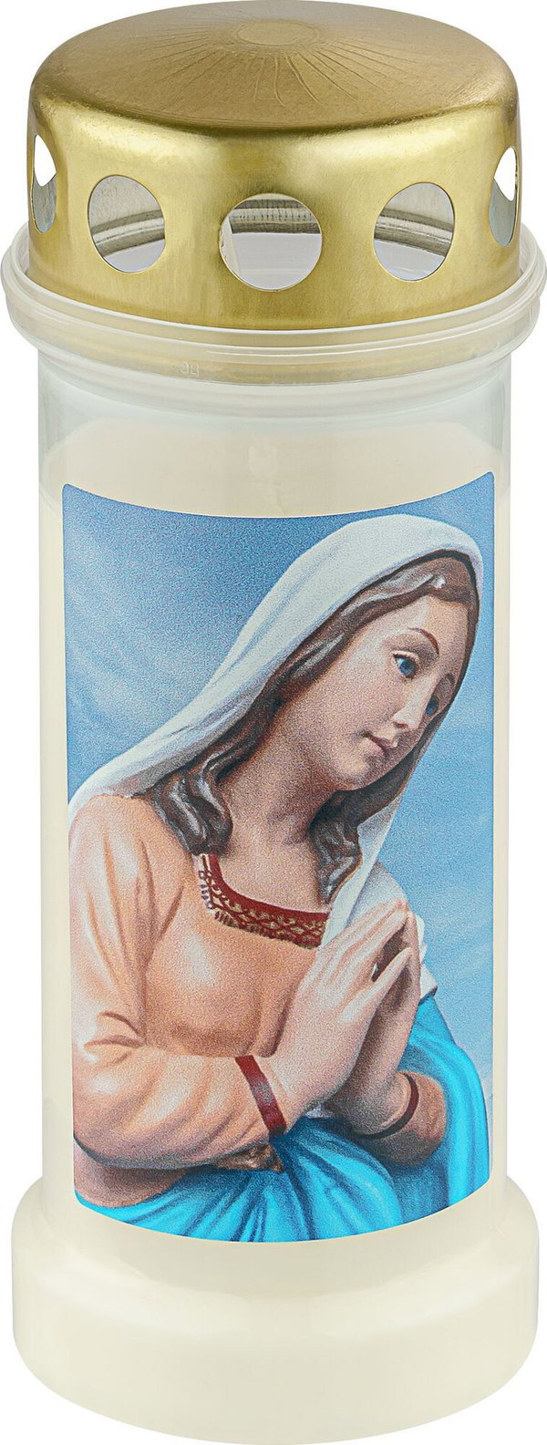 Znicz plastikowy zalewany BOLSIUS NR 6 Maria Modlitwa 17cm ~70h