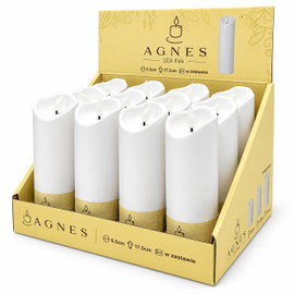 Świece LED Agnes fala biała ciepły płomień 17,5 cm 12 sztuk