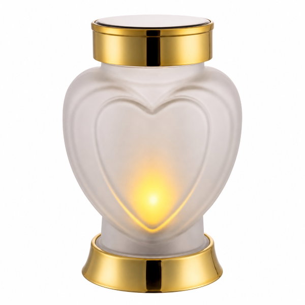 Znicz lampion solarny LED SUBITO SL4 Serce matowe (S1059) żółty 18cm