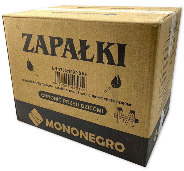 Zapałki krótkie MONONEGRO 1000 pudełek (1000 x ~38szt.) 44mm