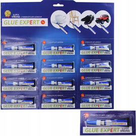Klej w tubce szybkoschnący cyjanoakrylowy GLUE EXPERT 3g blister 12 sztuk