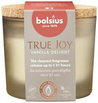 Świeca zapachowa w szkle z korkiem BOLSIUS True Joy Vanilla Delight ~21h