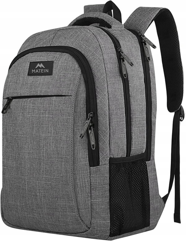 Plecak MATEIN na laptopa 17,3" USB 3 Komory biznesowy miejski SZARY 1007