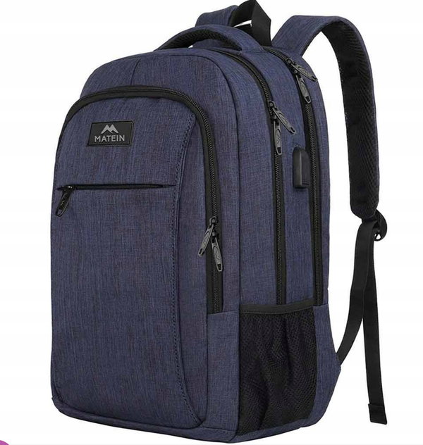 Plecak MATEIN na laptopa 15.6" USB 3 Komory biznesowy NIEBIESKI 1007