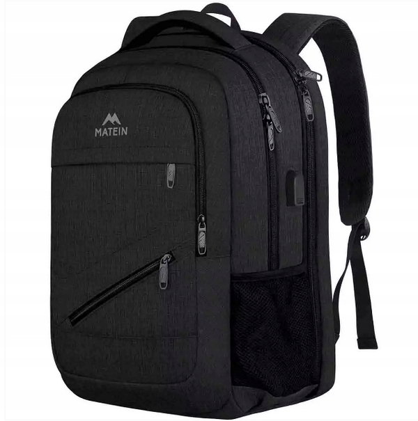Plecak MATEIN na laptopa 15,6" USB 3 Komory biznesowy miejski CZARNY 1035