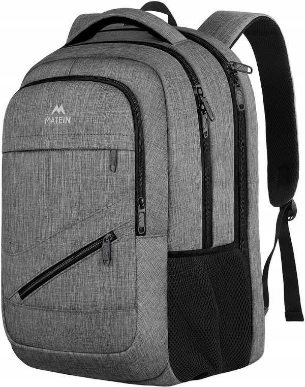 Plecak MATEIN na laptopa 15,6" USB 3 Komory biznesowy miejski SZARY 1035