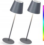 Bezprzewodowa lampa stołowa MALUX 2 szt. ze sterowaniem dotykowym RGB szary