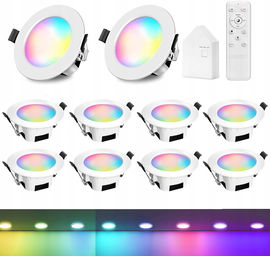 Inteligentne oświetlenie wpuszczane LED, 9 W, 230 V, 700 lm, RGBCW