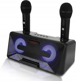Czarny zestaw do karaoke SDRD SD-301 z dwoma mikrofonami bezprzewodowy