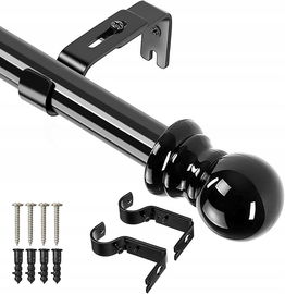 Karnisz Pojedynczy Końcówka Okrągła Czarny 83 - 135 cm