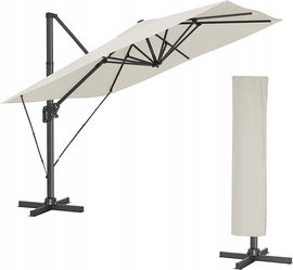 Parasol ogrodowy 300 x 300 cm kwadratowy obracany o 360° ze stojakiem korba