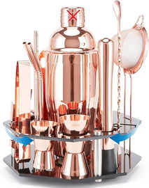 Zestaw do koktajli Gienxias z obrotowym stojakiem stal nierdzewna 21-części