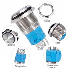 Przycisk bistabilny on-off wandaloodporny IP65 podświetlany niebieski