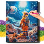 DIAMOND PAINTING 5D z RAMĄ Haft Diamentowy Duży Astronauta Mozaika 40x50 cm