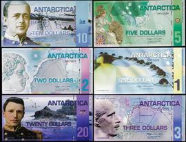Kolekcjonerski Zestaw 6 Banknotów Antarktyda UNC UV Smart prezent blikshop