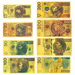 Zestaw 8 Banknotów Kolekcjonerskich POLSKIE BANKNOTY Repliki Pamiątkowe PCV