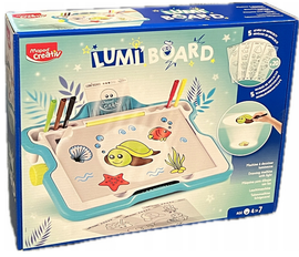 Tablica do rysowania LUMI BOARD podświetlana niebieska z ołówkami