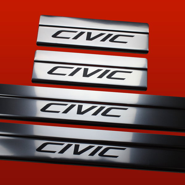 Listwa progowa HONDA CIVIC MK9 Stal nierdzewna 304 połysk czarny napis