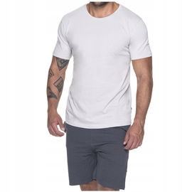 Piżama męska z krótkimi spodenkami i krótkim rękawem szara kieszenie XL