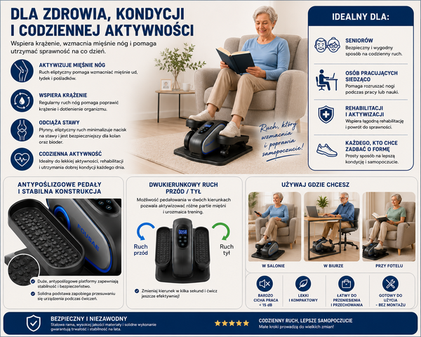 FOUSAE Move Freely Live Fully – Trenażer eliptyczny 2w1 / orbitrek elektryczny d