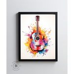 Gitara w Tęczowych Kolorach - 70x100 cm - bez ramy