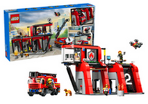 LEGO CITY Bricks Fire Station With Fire Truck 843 Elements 60414