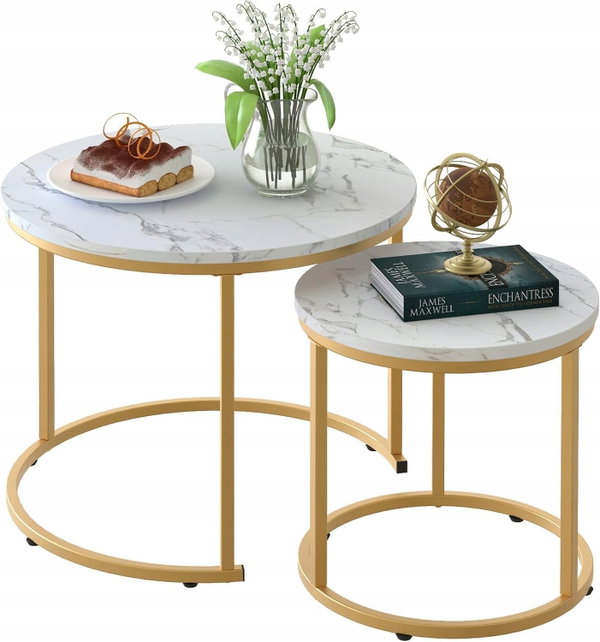 Stolik Huhote HM2139 okrągły zestaw 2 szt. elegancki design