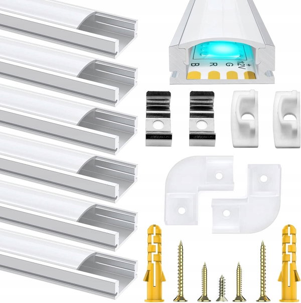 Profil LED Company 5pcs-1m-u mlecznobiały 1m zestaw 6 sztuk