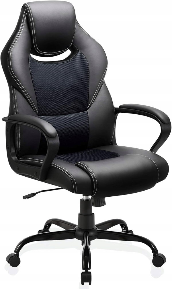 Krzesło Biurowe Gamingowe Ergonomiczne Czarny Regulacja Zagłówek