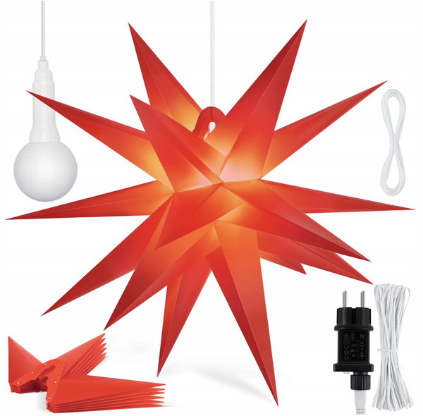 Gwiazda Świąteczna LED 60 cm KESSER Czerwona do wnętrz i na zewnątrz