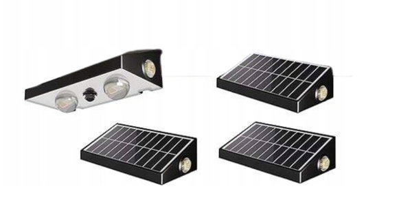 Lampy solarne zewnętrzne 3-drożne 10 trybów automatyczne wodoodporne 4 szt.