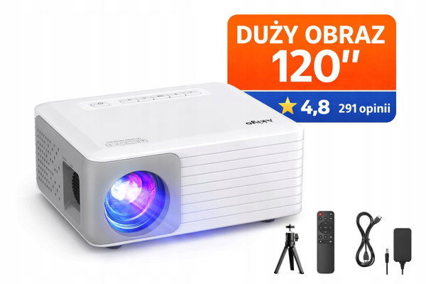 Projektor Domowe Kino AKIYO O1 Pro Duży Obraz 120” HDMI USB