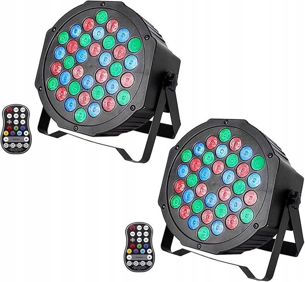 36 diod LED RGB światło dyskotekowe 4x DJ DMX7CH dźwiękowe impreza klub