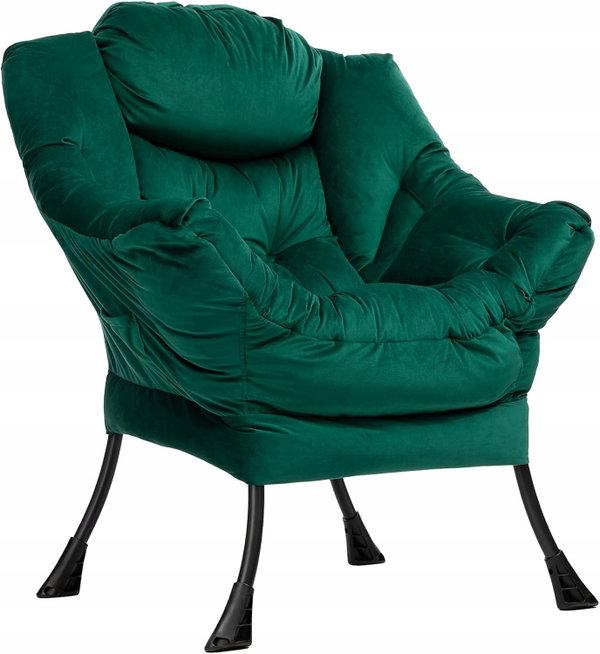 Fotel Wypoczynkowy Glamour Zielony 80 cm Aksamit Stal