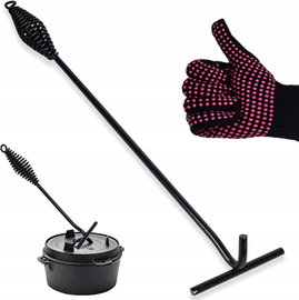 Uchwyt Podnośnik Hak do Kociołka żeliwnego 42cm Rękawice akcesoria do Grill