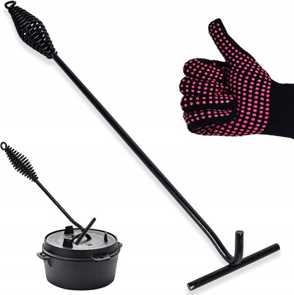 Uchwyt Podnośnik Hak do Kociołka żeliwnego 42cm Rękawice akcesoria do Grill