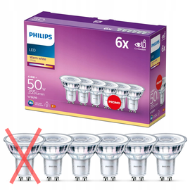 5x żarówka LED GU10 4.6W = 50W 355lm 2700K ciepła 36° reflektor PHILIPS
