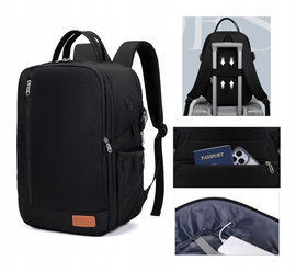 BAGAŻ PODRĘCZNY LOSSGA PLECAK KABINOWY 40x20x25 SAMOLOTOWY RYANAIR CZARNY