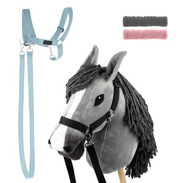 Zestaw Skippi - Hobby Horse Szary i dodatkowy Kantar - błękitny
