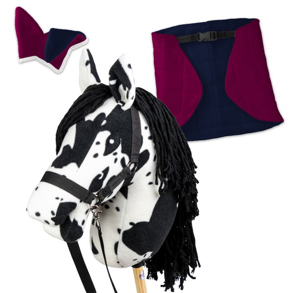 Zestaw Skippi - Hobby Horse Karo - srokaty - Derka fuksja i granat