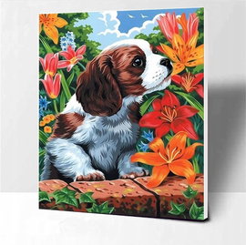 ZESTAW DO MALOWANIA PO NUMERACH PIES OBRAZ 40x50CM