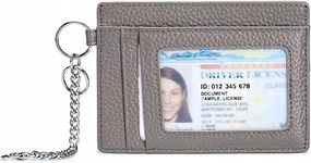 PORTFEL NA KARTY KREDYTOWE ETUI SKÓRA EKOLOGICZNA SZARY OCHRONA RFID