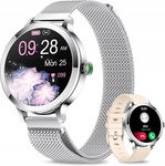 SMARTWATCH ZEGAREK POŁĄCZENIA POWIADOMIENIA NIOLINA SREBRNY BEŻOWY